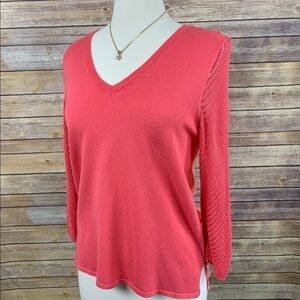 Karissa & Me M Coral Sweater with Chiffon Back